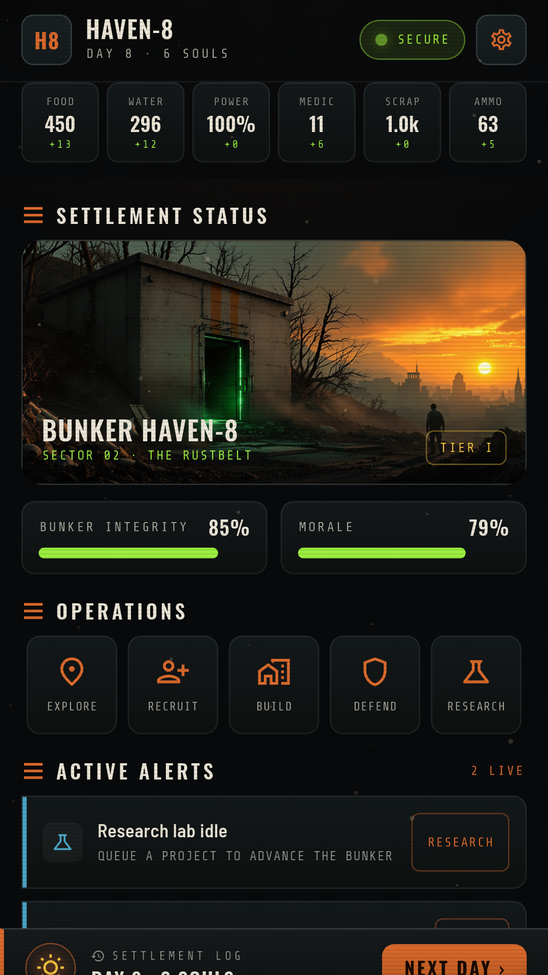 Downfall Survival Sim in-game scene